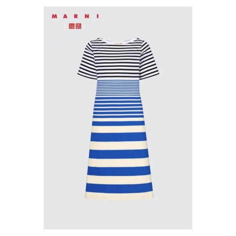 เดรส UNIQLO and MARNI STRIPED SHORT SLEEVE DRESS (used สภาพดี)
