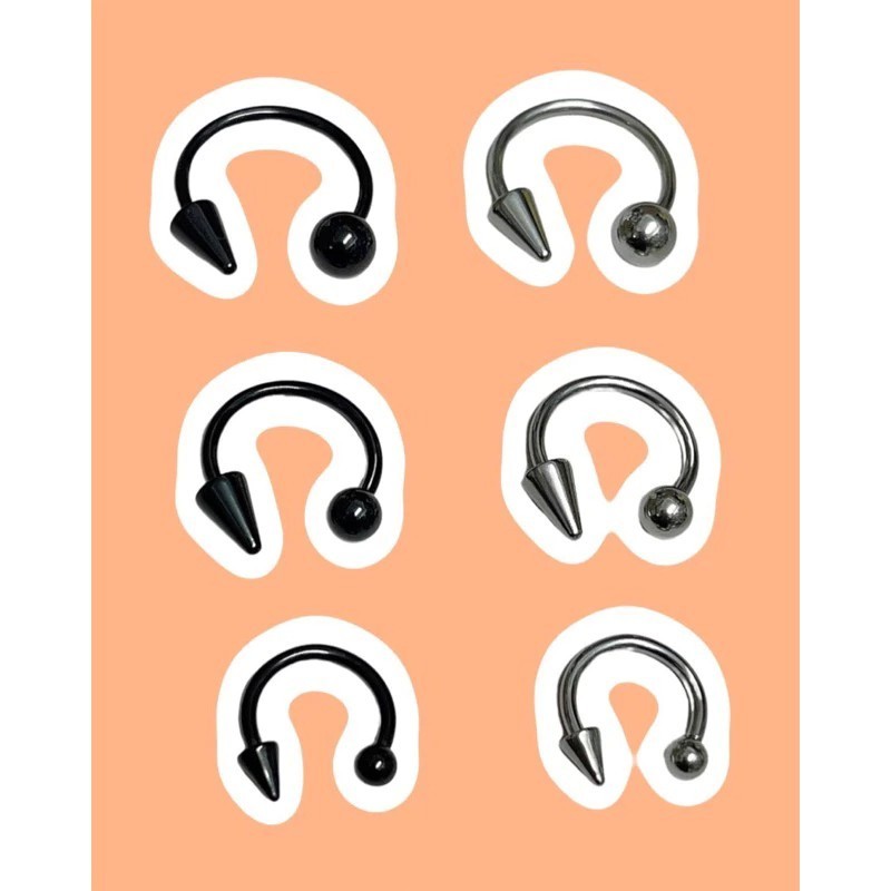(JP1) จิวปาก จิวเกือกม้า จิวหู สแตนเลสแท้ก้าน 1.2 mm. ใส่ได้ทุกส่วน