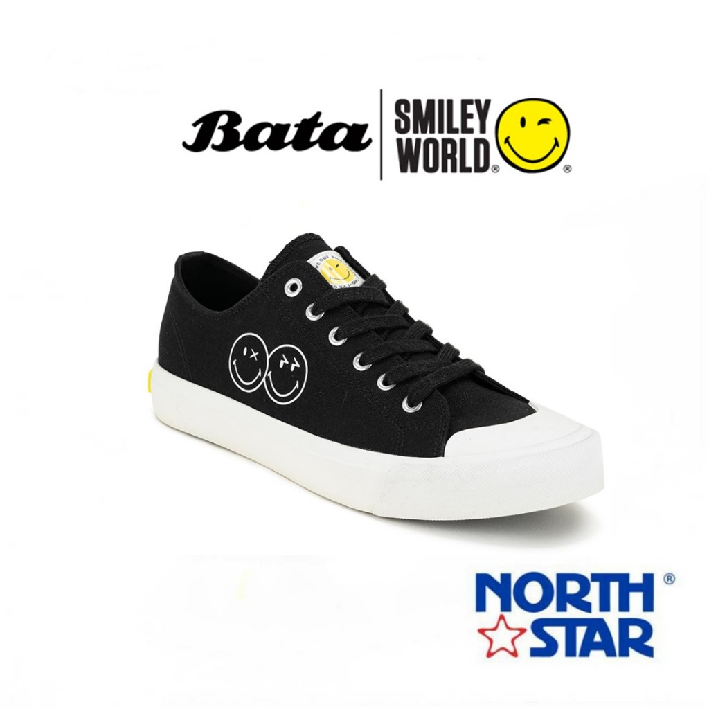 Bata บาจา by North Star SMILEY รองเท้าผ้าใบแบบผูกเชือก ดีไซน์เท่ห์ สนีคเกอร์แฟชั่น  สำหรับผู้ชาย สีดำ รหัส 8296172