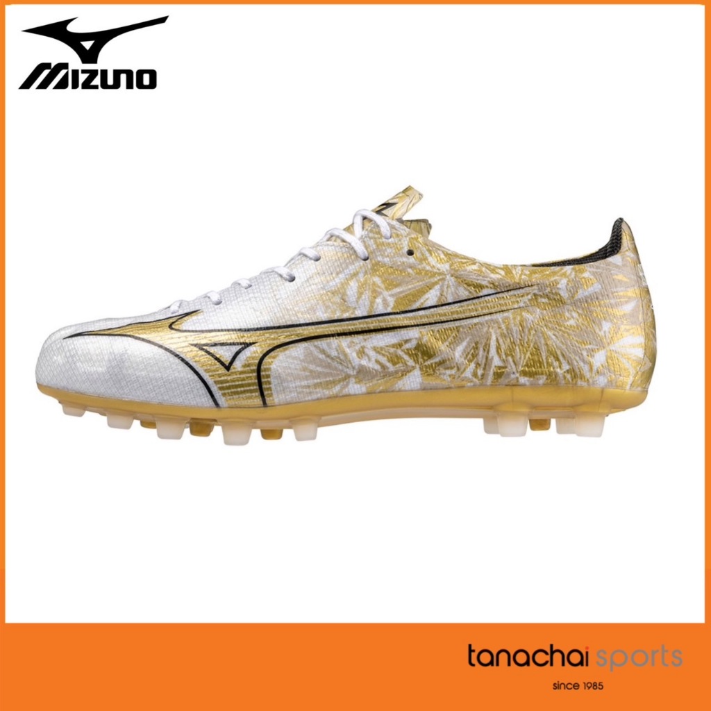 MIZUNO ALPHA ELITE AG รองเท้าฟุตบอล รองเท้าสตั๊ด ตัวท็อป ปุ่ม AG (เหมาะกับหญ้าเทียม)  Prism Gold Pack ของแท้ 100%