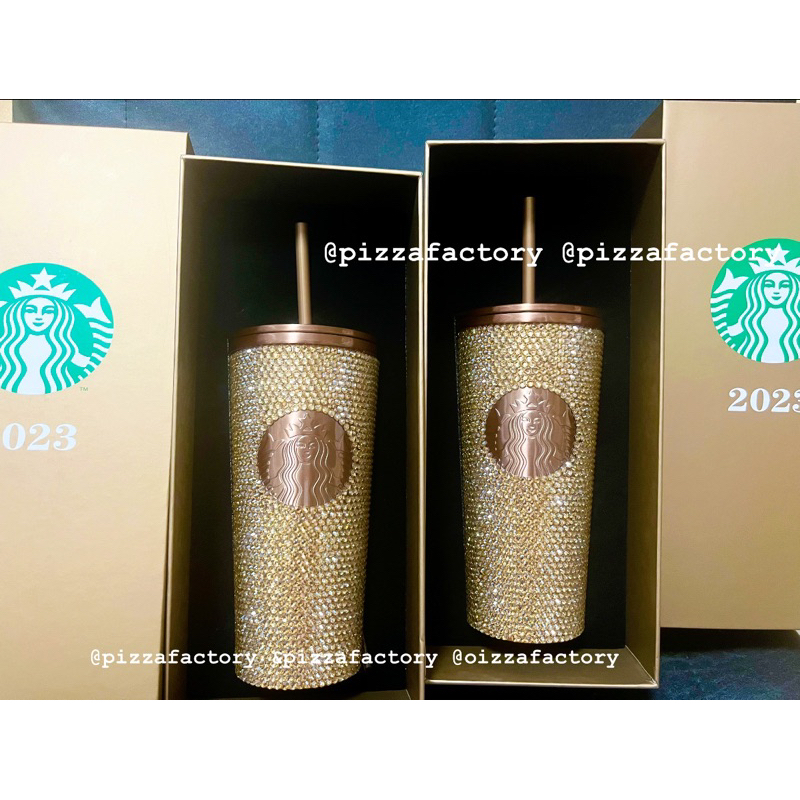 Starbucks Champagne Gold Bling Rhinestone Cold Cup 16 Oz.