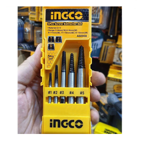 INGCO ชุดถอนเกลียวซ้าย 5 ตัวชุด รุ่น ASE008 ( 5 pcs Screw Extractor ) ที่ถอดสกรู ชุดถอนสกรู ของแท้ ส่งด่วน