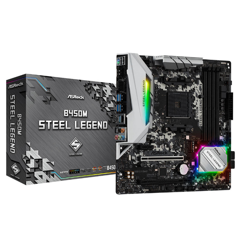 MAINBOARD (เมนบอร์ด) AM4 ASROCK B450M STEEL LEGEND