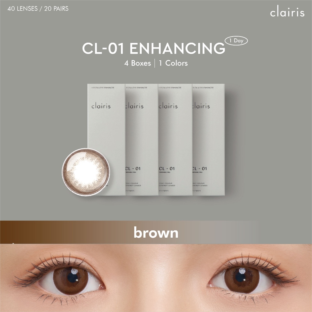 [เเถมเพิ่ม2กล่องคละสี] Clairis 1Day (เซ็ต 4 กล่อง 20 คู่) สี Enhancing Brown รุ่น CL-01 ENHANCING คอ