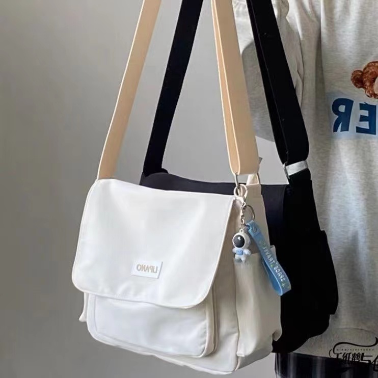 กระเป๋าผ้าแคนวาส จุของได้เยอะ สไตล์เกาหลี เรียบง่าย สําหรับนักเรียนชาย และหญิง J8300