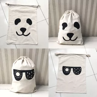 ถุงผ้าอเนกประสงค์ เนื้อผ้า canvas มีเชือกรูด 2 ด้าน