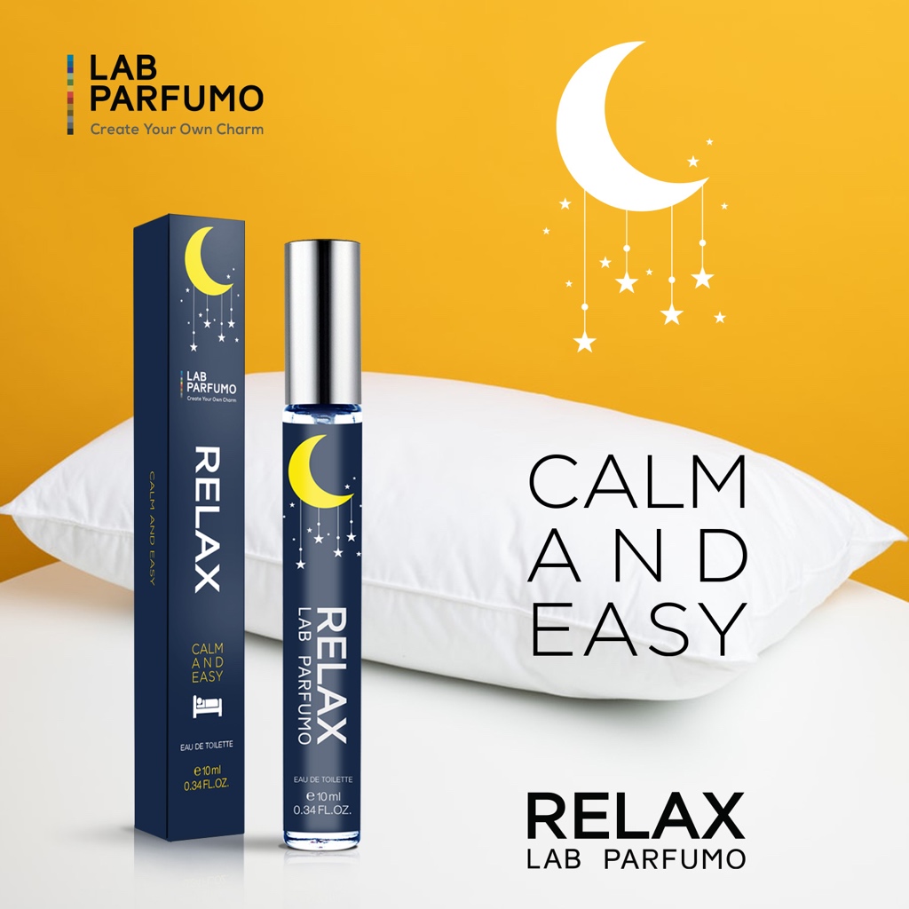 RELAX by Lab Parfumo น้ำหอมกลิ่นบำบัดตามหลักสุคนธศาสตร์ ช่วยเรื่องการนอนหลับพักผ่อน หลับสบาย คลายเครียด คลายกังวล
