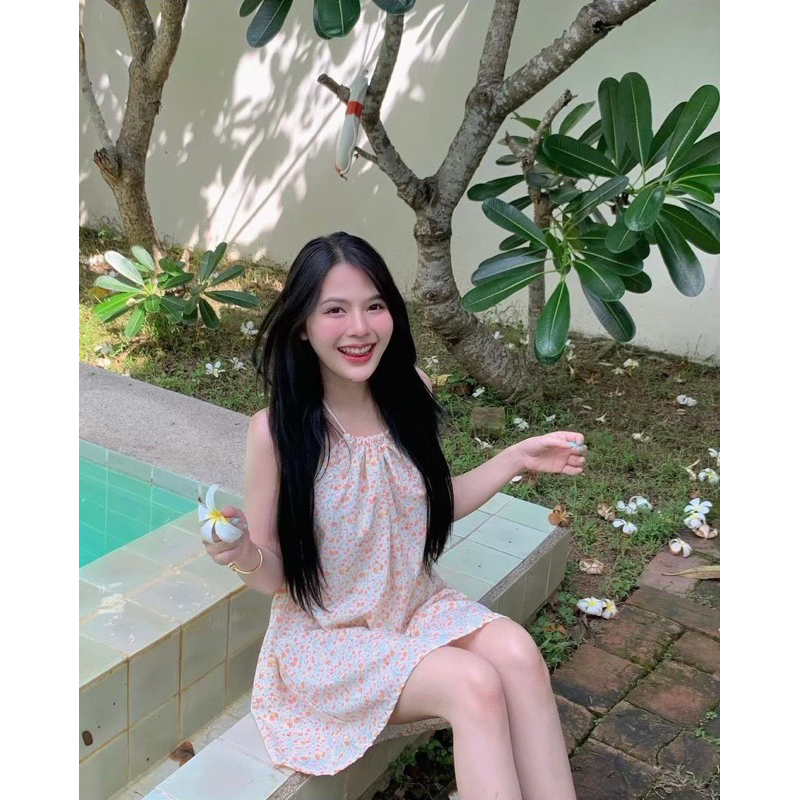 94beb.clothes เดรสมือสอง สีส้ม ใส่ครั้งเดียว