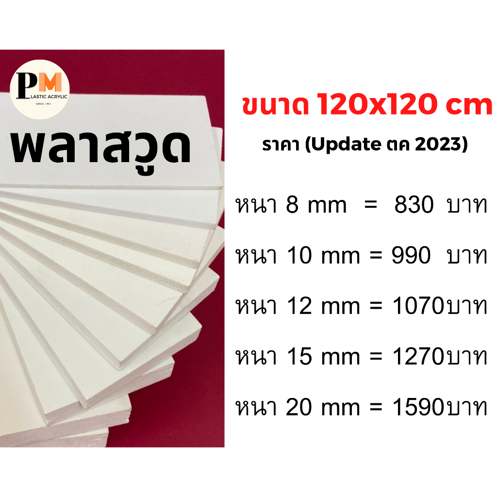 พลาสวูด Plaswood ขนาด 120x120 cm.📌หนา 8/10/12/15/20 mm.
