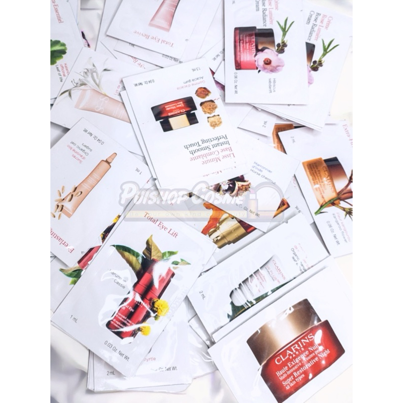 แท้ป้ายไทย รวมรุ่น  clarins tester แบบหลอด แบบซองชนิดต่างๆ