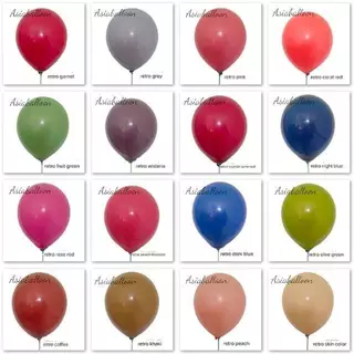 พร้อมส่ง ลูกโป่ง12 นิ้ว ธรรมดา ราคาถูก งานร้าน 100ใบ Retro โทนเกาหลี