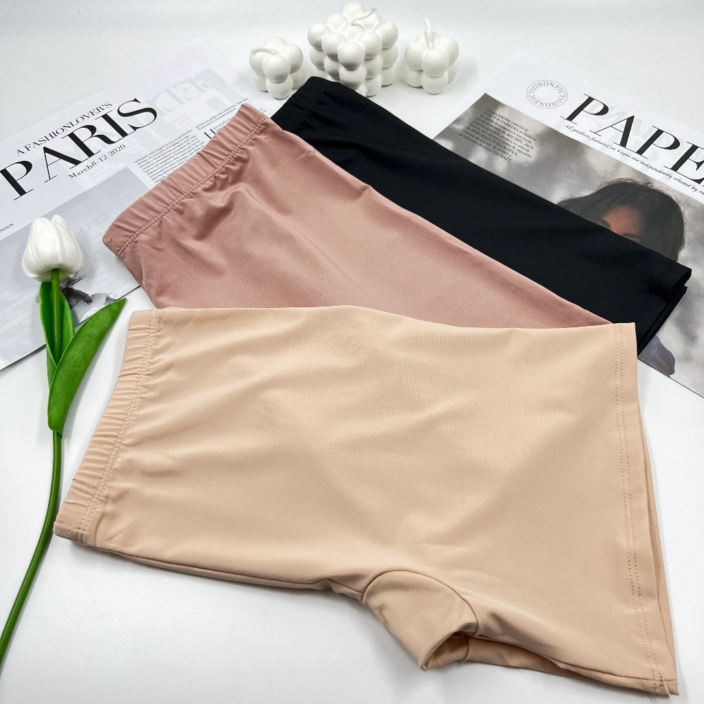 กางเกงซับในผู้หญิง ใส่กันโป๊ เนื้อผ้าเย็น นุ่ม ลื่น ขนาด Free size ยาว26 นิ้ว