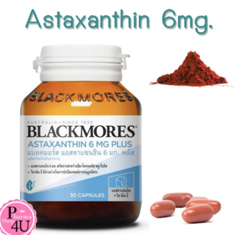 Blackmores Astaxanthin 6 Mg Plus แบลคมอลล์ สาหร่ายแดงเข้มข้น (30 แคปซูล) #6426
