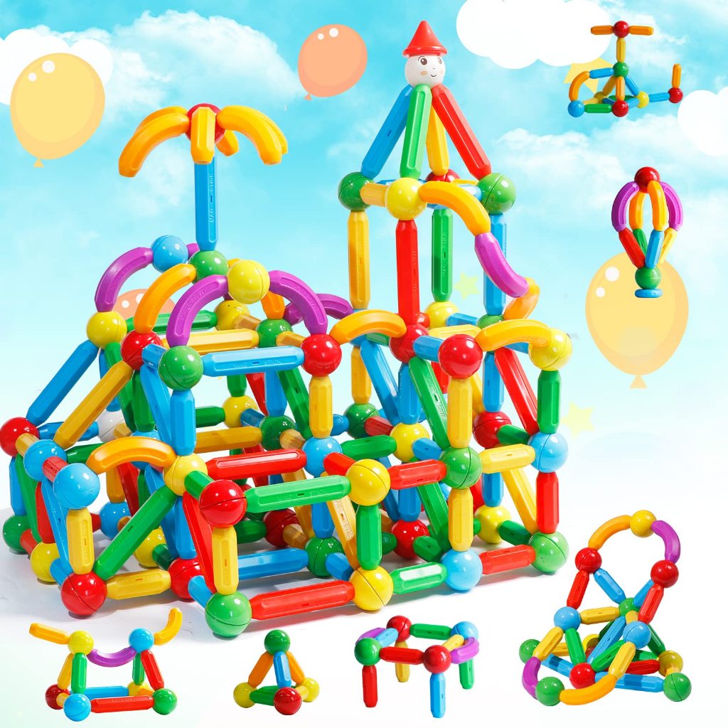 2023รุ่นใหม่（แถมถังเก็บ+ ถุงจัดเก็บ）magnetic stick ตัวต่อแม่เหล็ก 3-4 ปี แท่งแม่เหล็ก ของเล่นเพื่อการศึกษา เลโก้แม่เหล็ก