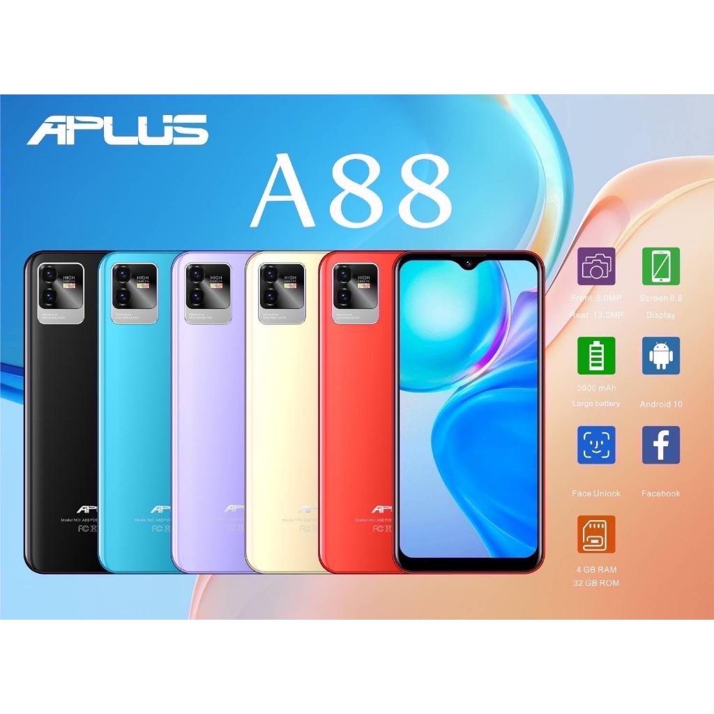 Aplus A88 สเปคดี ดีไซน์สวย จอกว้าง 6.8 นิ้ว  RAM 3GB ROM 32GB Smartphone เครื่องศูนย์ไทยแท้ ประกัน 1 ปี