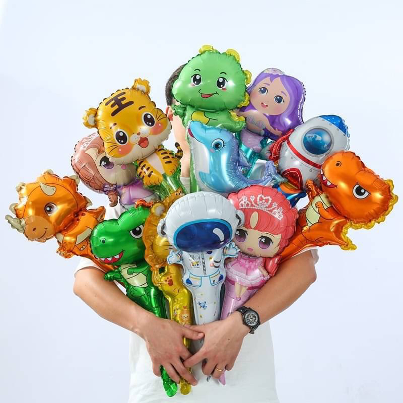 พร้อมส่ง ลูกโป่งฟอยล์ลายการ์ตูน 50ชิ้น คละลาย ลูกโป่งฟอยล์อลูมิเนียมลายการ์ตูน ลูกโป่งมีมือจับ วันเกิด เทศกาลของเล่น