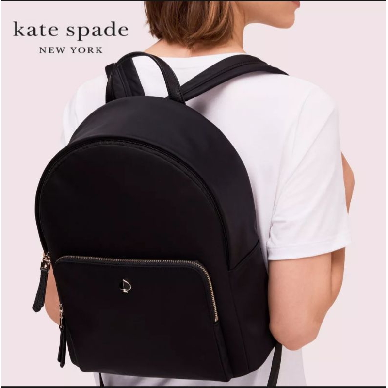 KATE SPADE TAYLOR LARGE BACKPACK กระเป๋าเป้ ผ้าไนล่อนสีดำ