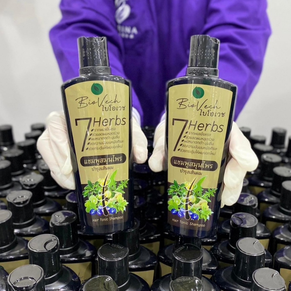 แพ็คเกจใหม่แชมพูไบโอเวช เร่งผมยาว ป้องกันผมร่วง ผมเสีย สมุนไพรแท้100% 225ml.