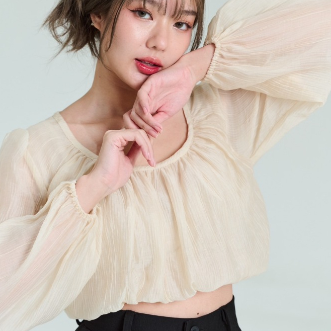 nichii - Fufu เสื้อครอปแขนยาว แขนพอง