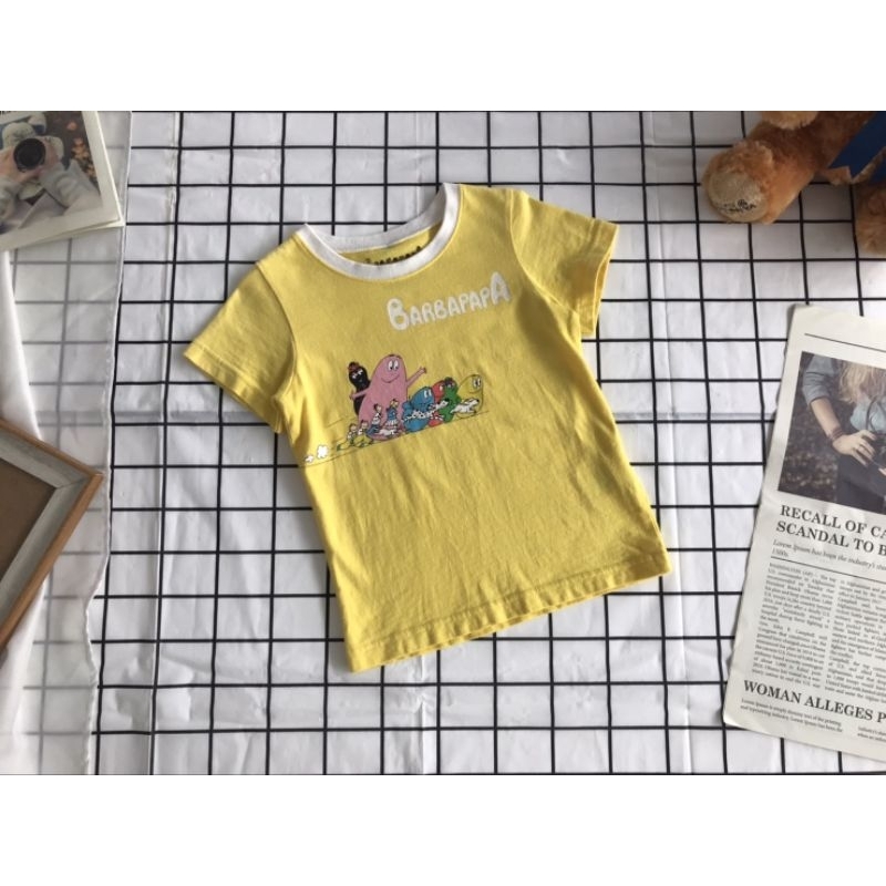 ้เสื้อยืด ลายการ์ตูน สีเหลือง Sz.90 เสื้อผ้าเด็ก มือสอง