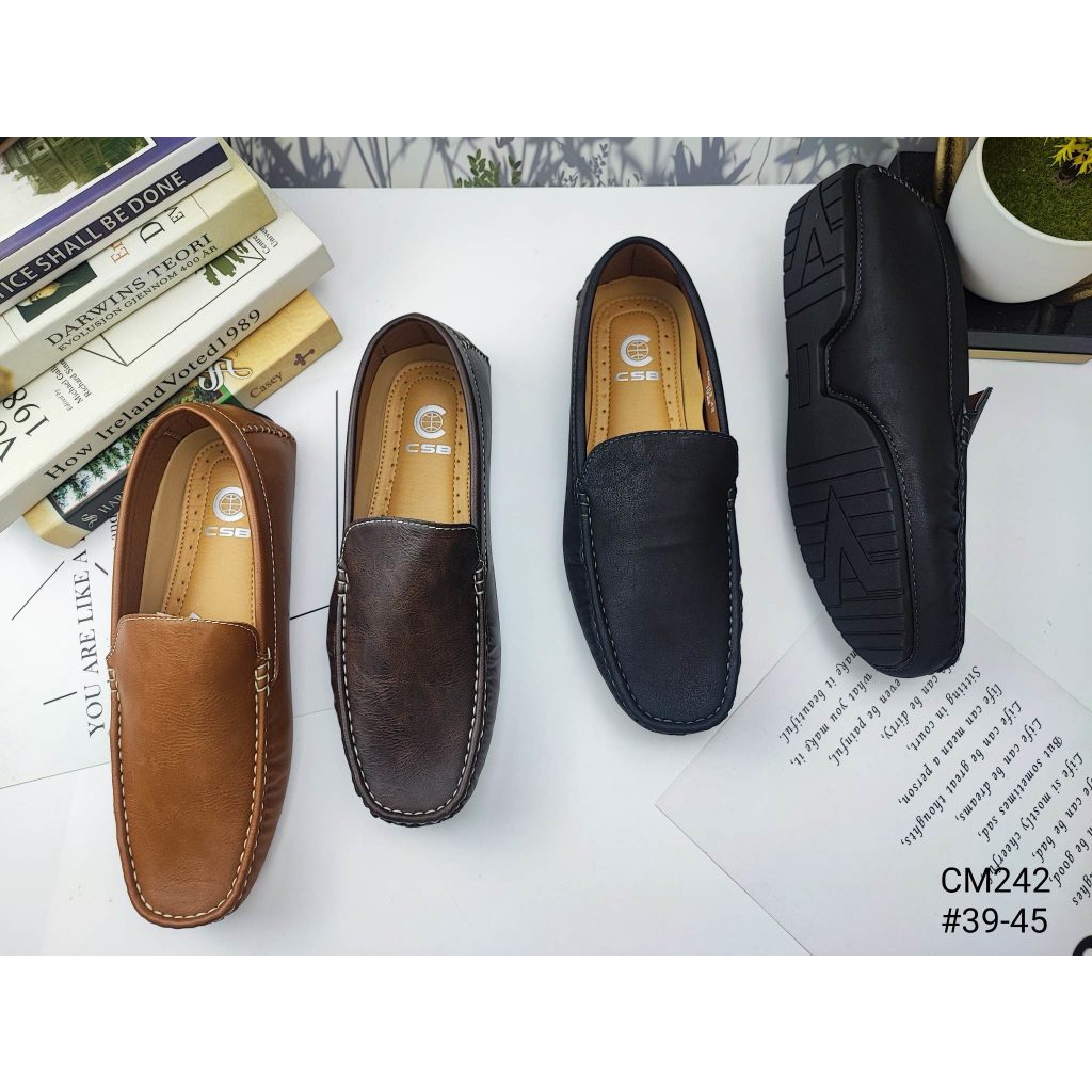 CM242รองเท้าหนังลำลองผู้ชายทรงใหญ่สไตล์โลฟเฟอร์ไม่มีส้นมี3สี