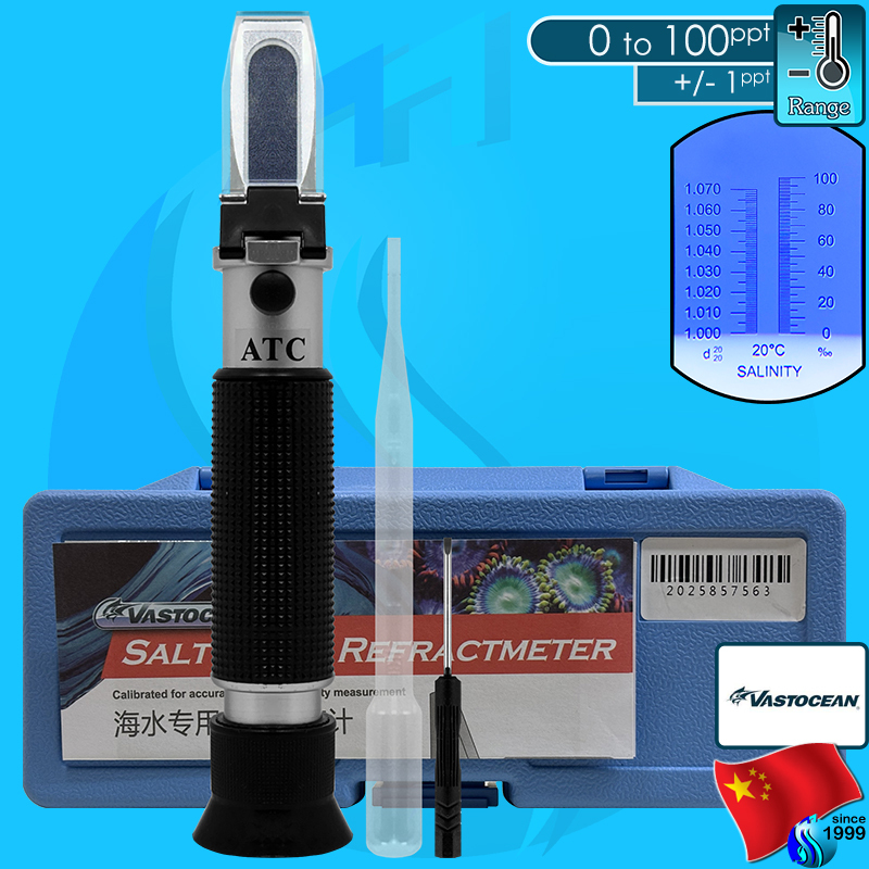 VastOcean Saltwater Refractometer VQM-A14 กล้องวัดความเค็ม 0-100ppt วัดความถ่วงจำเพาะ เครื่องวัดเกลือ Salinity tester