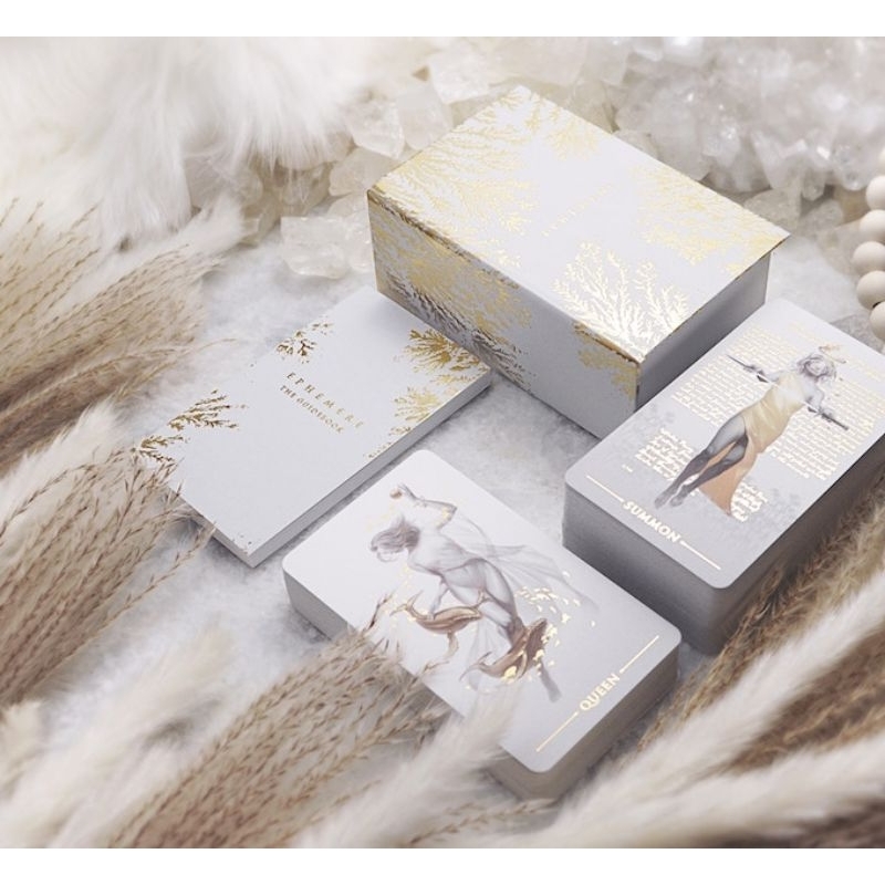Ephemere Tarot ไพ่ยิปซีแท้กันน้ำสีครีมทองหรูหรา ไพ่ยิปซี ไพ่ทาโร่ต์ ไพ่ออราเคิล Tarot Oracle