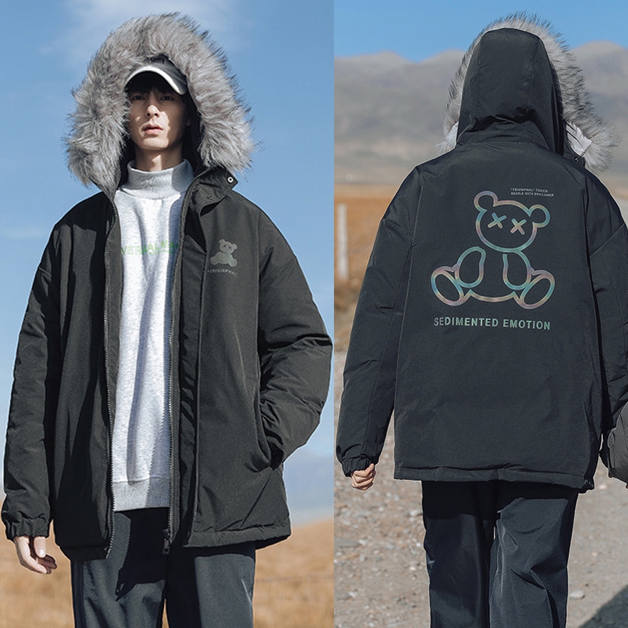 10353MM เสื้อกันหนาวแต่งเฟอร์ ด้านหลังสกรีนลายหมี