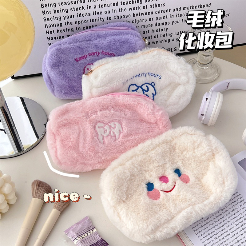 พร้อมส่ง กระเป๋าน่ารัก นุ่ม ขนฟู จุของได้เยอะ สไตล์เกาหลี จัดระเบียบ
