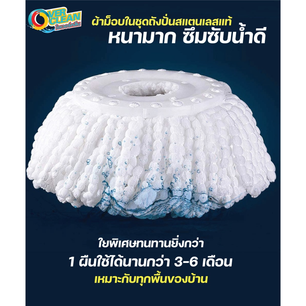 Overclean ผ้าม็อบไมโครไฟเบอร์คุณภาพสูง หนามาก ทนทานคุ้มค่า