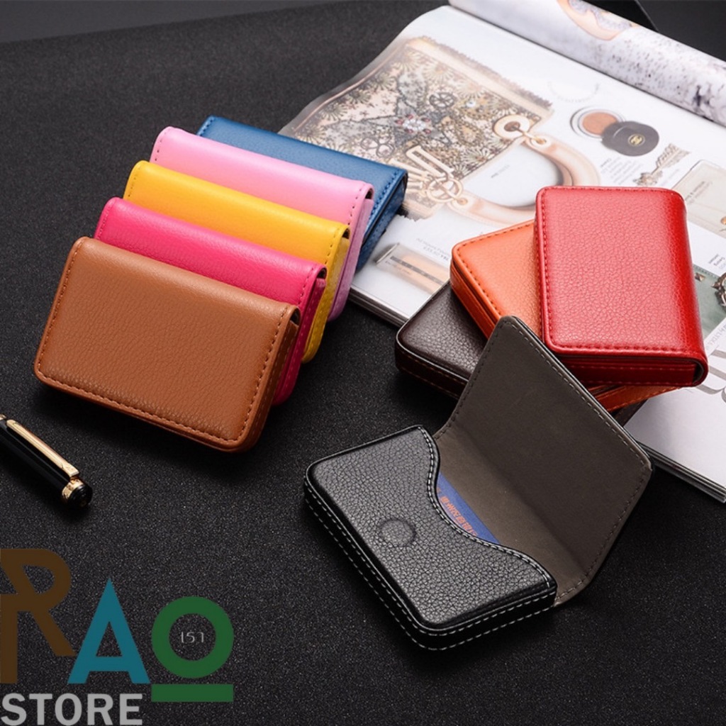 RAO Store พร้อมส่ง กระเป๋าใส่นามบัตรหนังPU มีแม่เหล็ก ใส่นามบัตร ใส่บัตรเครดิต เรียบหรูดูดี