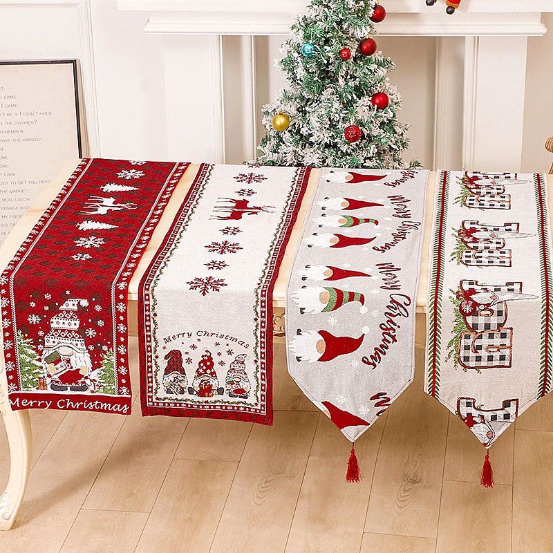ตกแต่งคริสมาสต์ตารางธงยาวบาร์ผ้าปูโต๊ะ 1.8 เมตรโต๊ะอาหารเสื่อ 2.2 เมตรผ้าถักเตียงธงรับประทานอาหาร