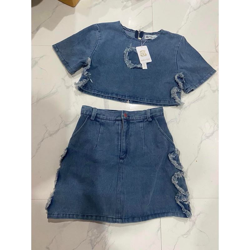 เซตกระโปรงยีนส์หัวใจ ป้าย Valleygirl