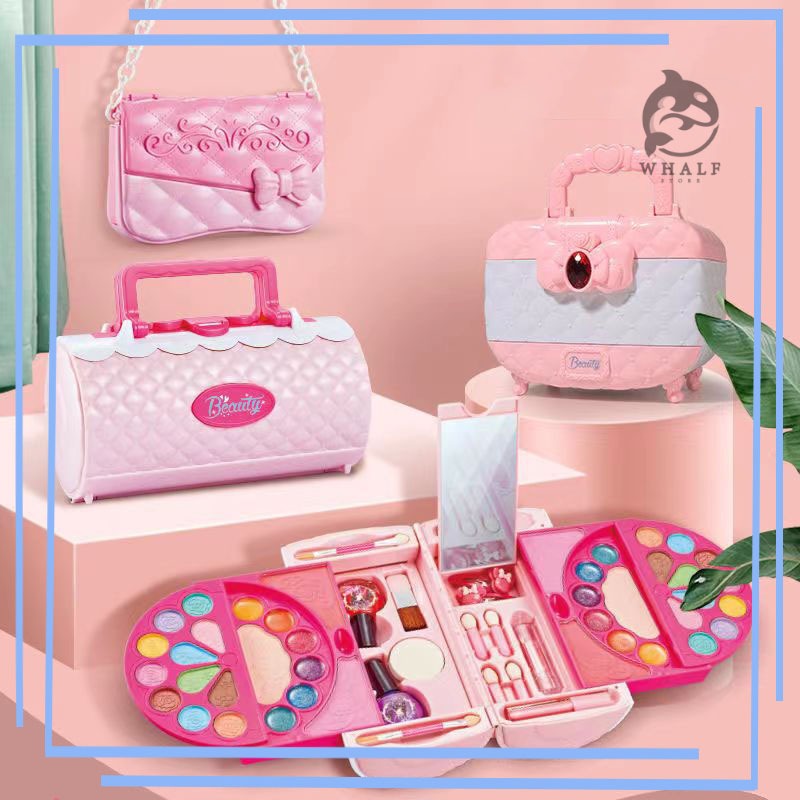 ใหม่! ! ! ชุดแต่งหน้าเด็กของเล่นเด็ก เครื่องสำอาง ลิปสติก อายแชโดว์ บลัชออน ยาทาเล็บ เจ้าหญิง กล่องแต่งหน้า ปลอดภัยและปล