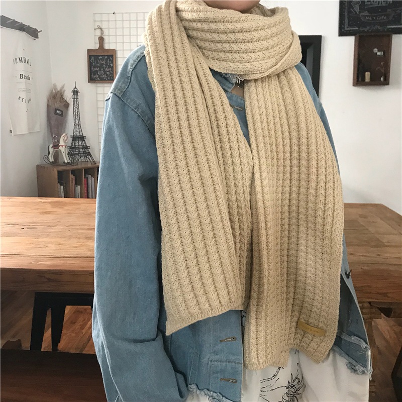 ส่งด่วนจากไทย!พร้อมส่ง 8 สี ผ้าพันคอมินิมอล Knit Scarf ลายถัก 30x180 cm งานสวย P123
