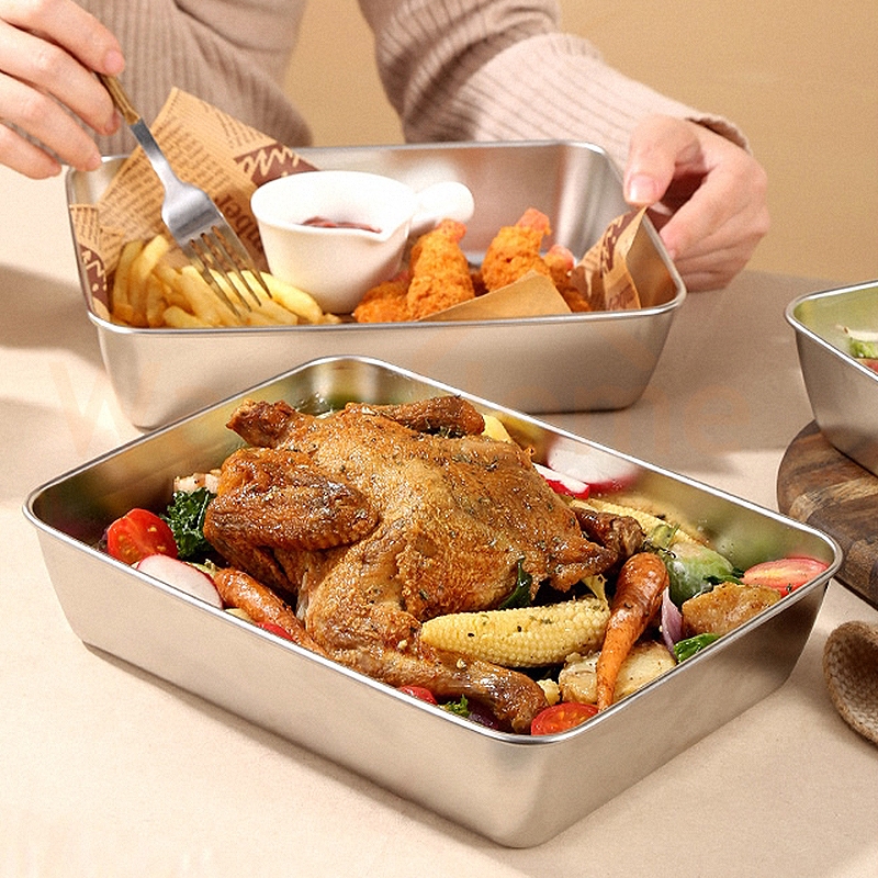 ถาดสแตนเลสสี่เหลี่ยม ถาดใส่อาหาร ถาดใส่ของสแตนเลสอเนกประสงค์ - รูปที่ 6