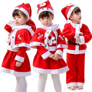 ⛄🎁🎄 พร้อมส่งจ้าา ⛄🎁🎄 ชุดซานต้าครอสเด็กชาย ซานตี้เด็กหญิง พร้อมหมวก งานกำมะยี่ หนานุ่ม  น่ารักมากกกกก