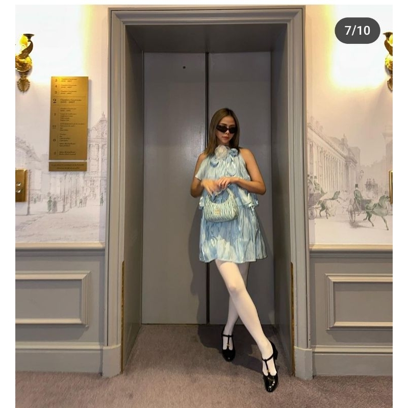 P'S material used once เดรสสีฟ้าเงา