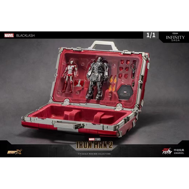ZD Toys 1/1 Iron Man MK5 Suitcase With 1/10 MK5 &amp; Whiplash Action Figure 18 cm