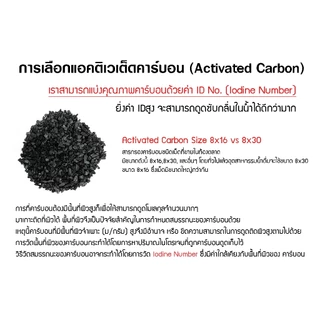 สารกรองน้ำ คาร์บอน Activated Carbon 50 ลิตร ID 600 700 900 กรองคลอรีน กลิ่น ถังกรองไฟเบอร์ สารกรอง Mesh Size 8x16 8x30