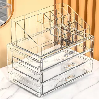 กล่องเก็บเครื่องสำอาง ฐานลิ้นชักอะคริลิค กล่องลิปสติก 23.5*15.5CM เนื้ออะคริลิคหนา กล่องใส่เครื่องสำอางค์