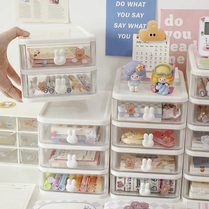 【แถมสติ๊กเกอร์】ลิ้นชักตั้งโต๊ะ กล่องเก็บของ กล่องเก็บเอนกประสงค์แบบมีลิ้นชัก 2/3/4/5ชั้น ลิ้นชักเล็ก