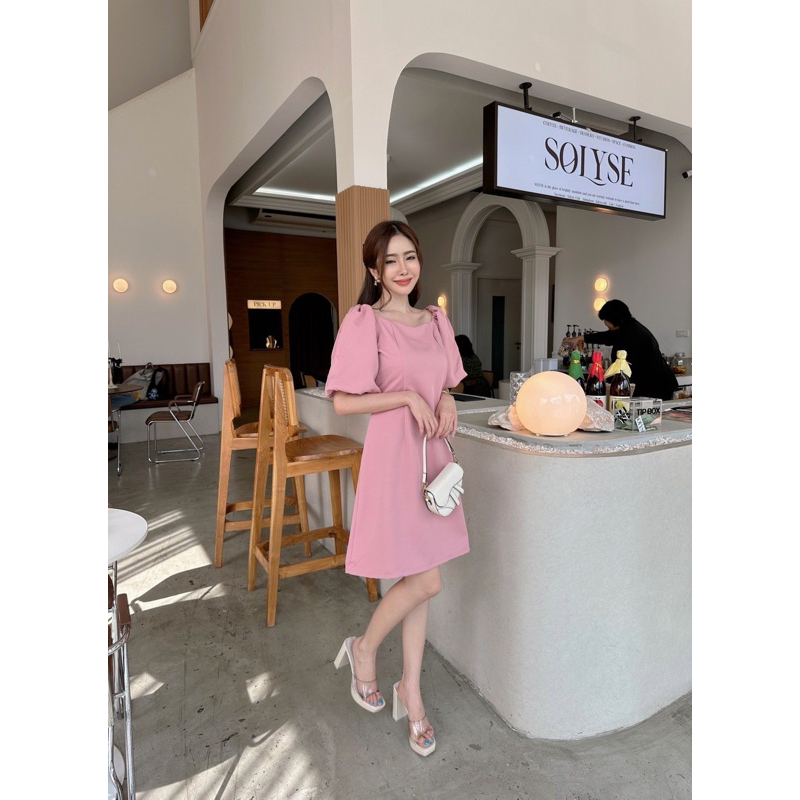 c86 Ballon Dress เดรสแขนบอลลูนผูกเอวป้ายlalarlan - รูปที่ 3