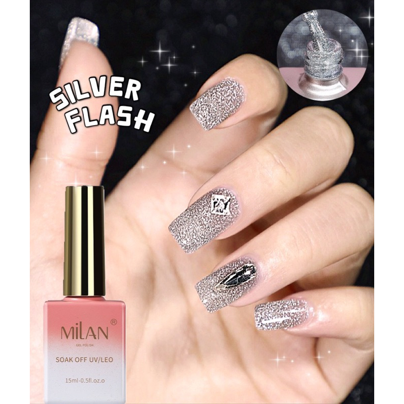 milan สีเจล สีแฟลชกลิตเตอร์ สีเงิน flash silver