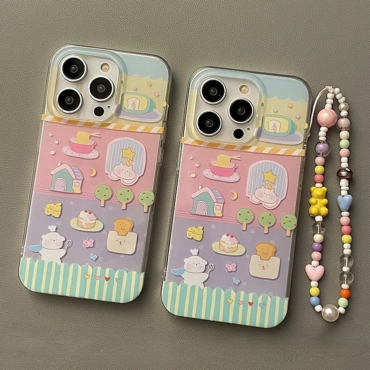 จัดส่ง24ชม for iPhone 15/14/13/12/11 Pro max case เคสไอโฟน11 แฟชั่น บางเบาพกพาง่าย น่ารัก การ์ตูน ลูกสุนัข โซ่มุก case