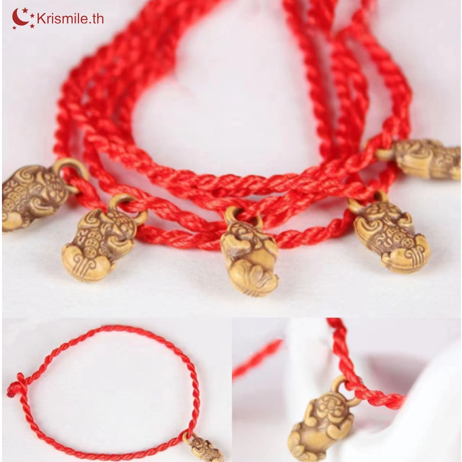 ในไทย 1 บาทเชือกถักข้อมือ มือเชือกถัก สีแดง จี้รูปหยดน้ําขนาดที่ปรับ เหมาะกับของขวัญผู้ชายและผู้หญิง นักเรียน-Krismile