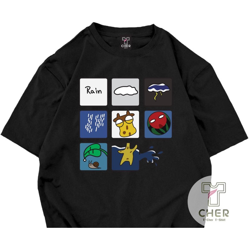 เสื้อยืดสกรีนลาย Rain เนื้อผ้าcotton100%ใส่ได้ทั้งหญิงและชายสินค้าพร้อมส่งทุกวัน ราคา ถูกที่สุด ดีลบีเคเค