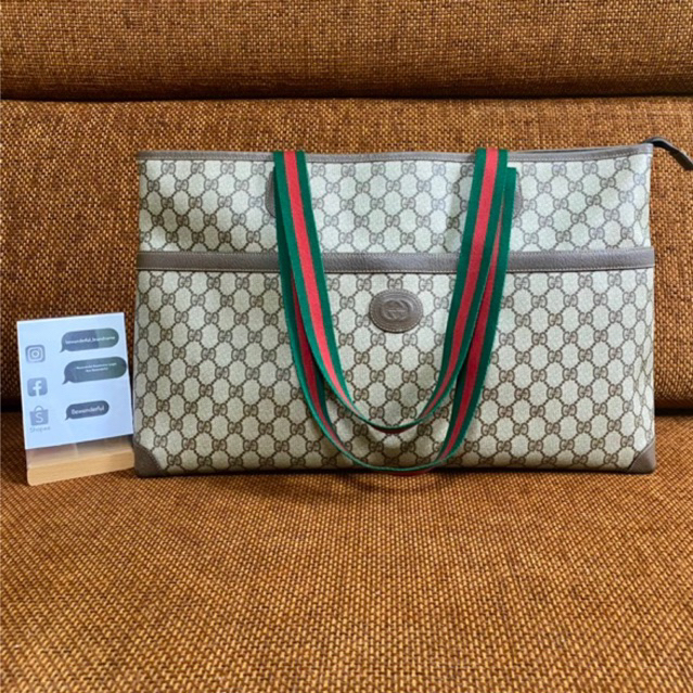 gucci monogram ophidia canvas large shopping travel tote กุชชี่ ของแท้ กระเป๋ามือสอง แบรนด์เนม