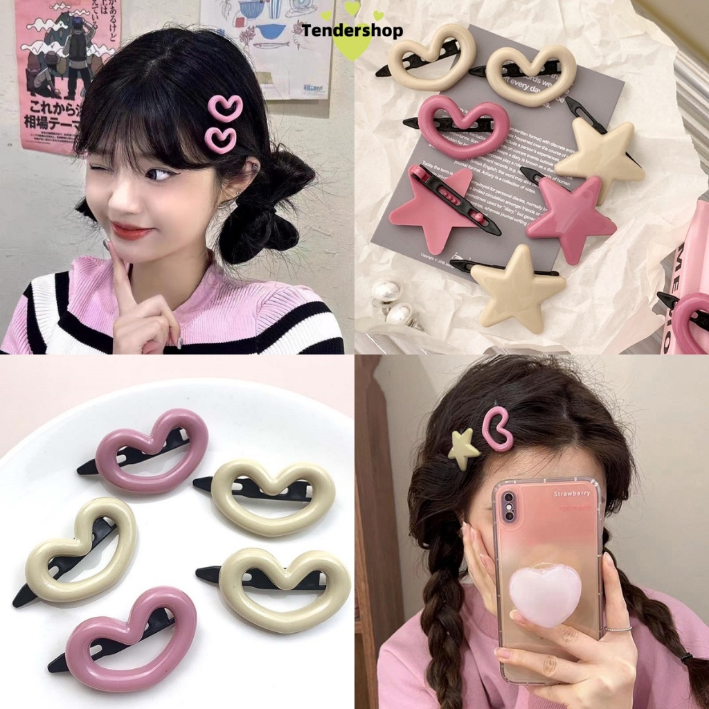 ส่งจากไทย 1 บาท ราคาถูก ลายหัวใจกิ๊บติดผม เลือกสีได้ y2kสไตล์เกาหลีน่ารักหวาน สำหรับผู้หญิง นักเรียน เด็ก-Tender shop