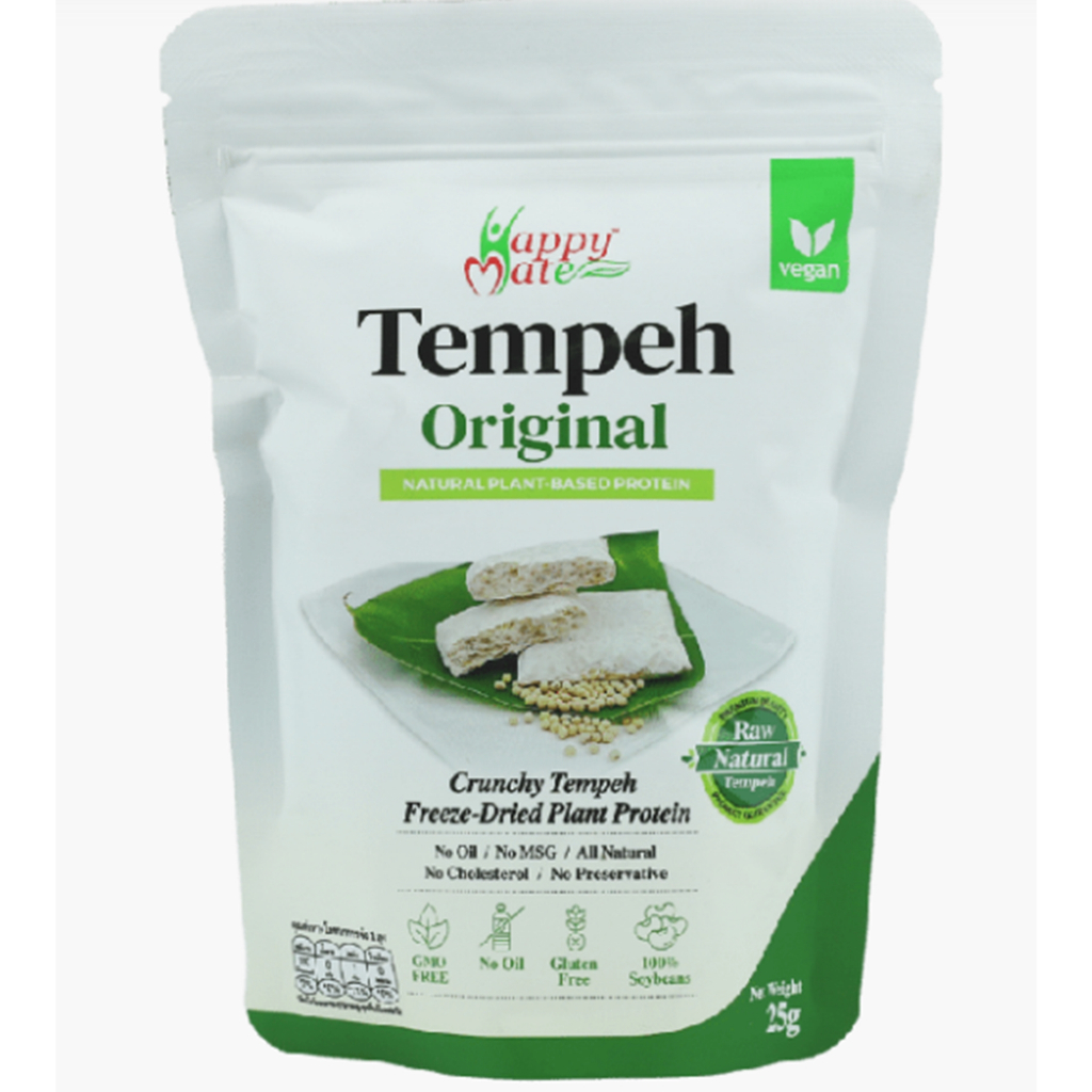 Happy Mate Tempeh Original Crunchy Freeze Dried Plant Protein 25g.เทมเป้ฟรีซดรายรสดั้งเดิม อาหารสำเร